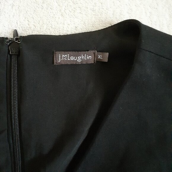 J. McLaughlin Women's Size XL 3/4 Sleeve Compact Bainbridge Black Midi Dress - Picture 5 of 12